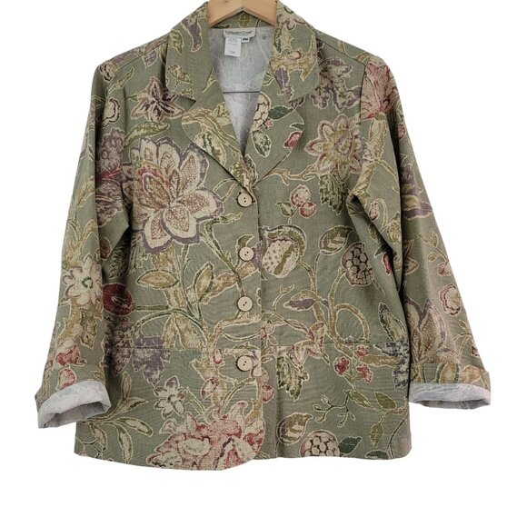 Coldwater Creek Floral Blazer - Green and Pink - Picture 1 of 12